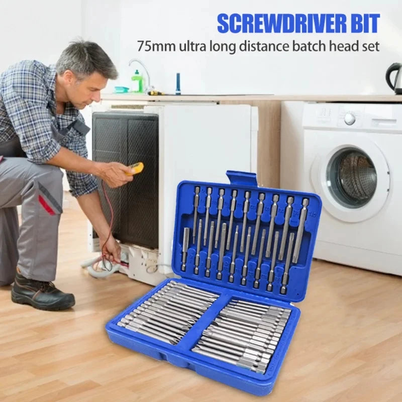 50pcs 75mm Extra Long Reach Bit Set Security Screwdriver Bits Torx Star Hex Bit