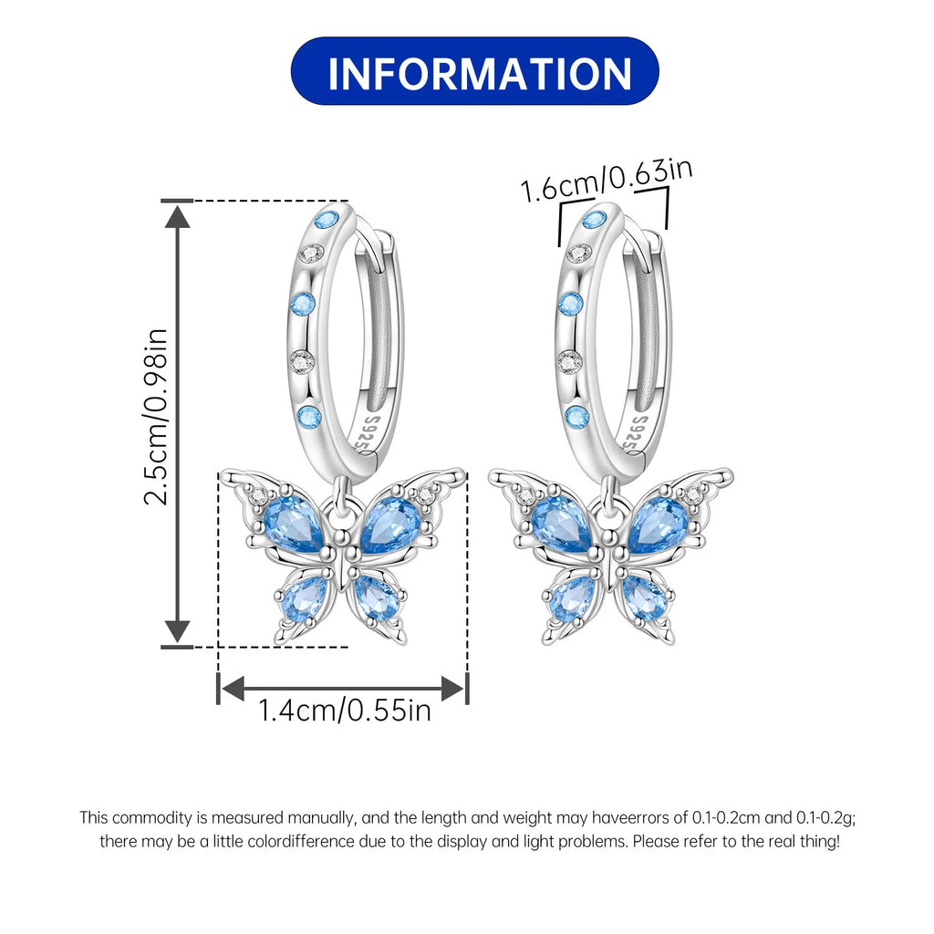 Orstarry 925 Sterling Silver 18k Golden Butterfly Insect Drop Earrings Women Earrings Birthday Party Jewelry Fine Original Gifts