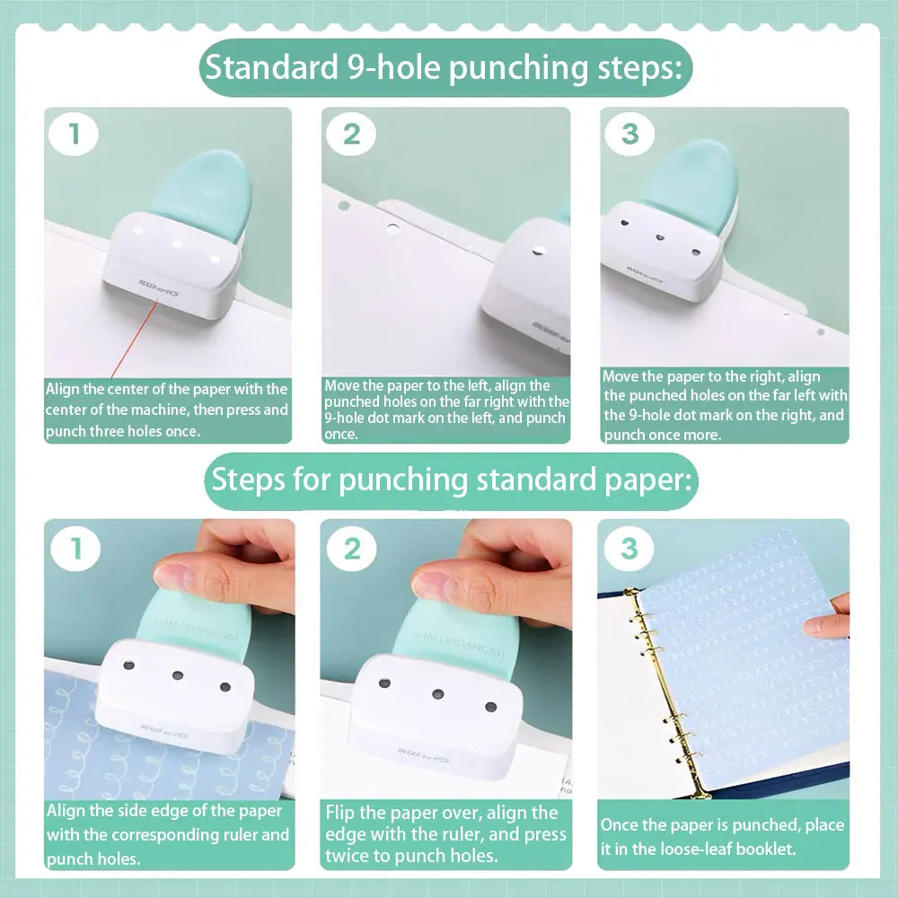 1PC 3-Hole Punch, 4mm Loose-Leaf Punch, Universal A5/A6/A7 Paper, Suitable for DIY Scrapbooks and Notebooks.