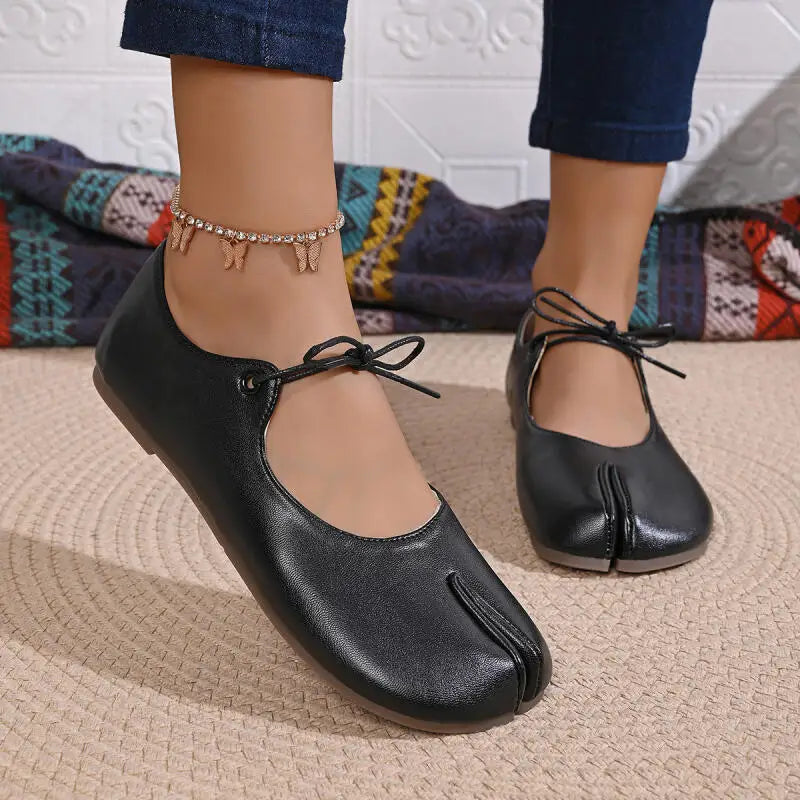 Comfort Flats Heel Silver Designer Tabi Shoes Women Summer 2026 Lightweight Lace Up Bowknot Ballet Flat Shoe Woman's Loafers