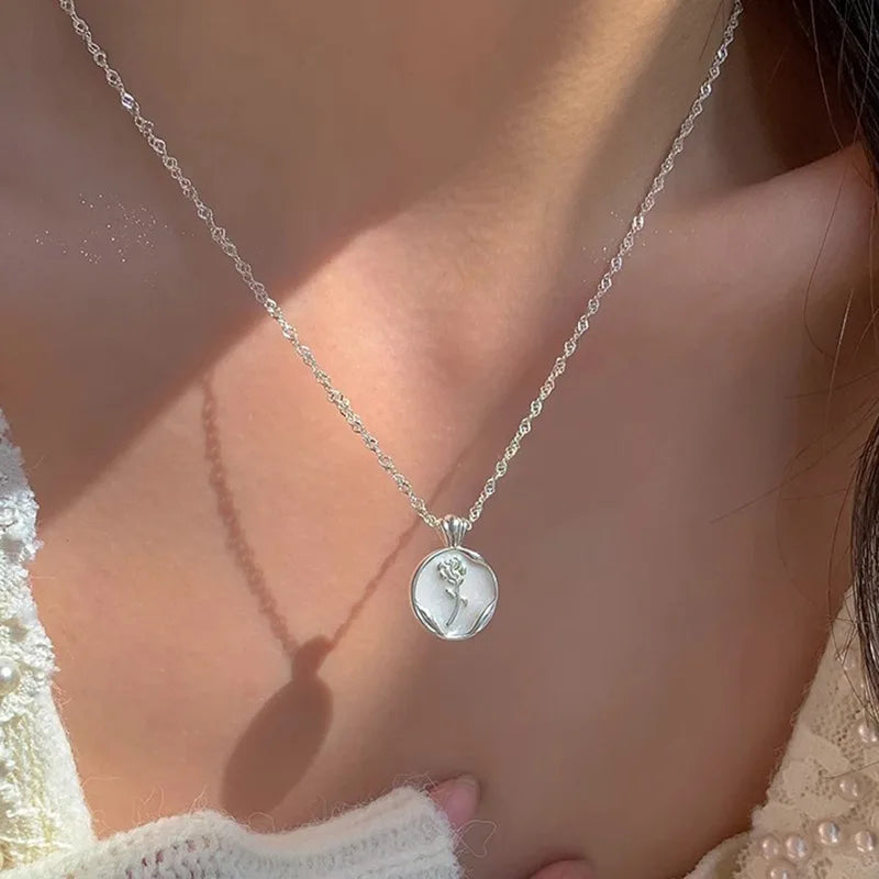 925 Silver Necklace Punk Wealth Good Wish Matte Ball Bread OT Clasp Stackable for Women Girl Jewelry Gift Dropshipping Wholesale