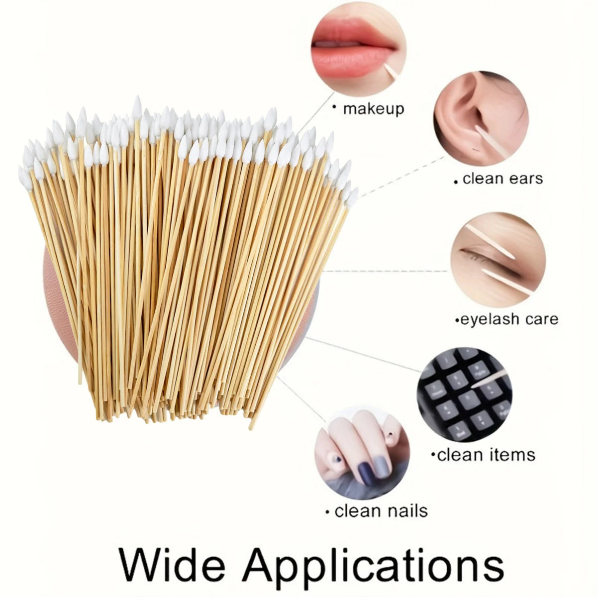100/300/500pcs Double Pointed Cotton Swab Applicators - 6 Inch Long Cotton Swabs for Tattoo, Cleaning, Makeup & Ear Cleaning