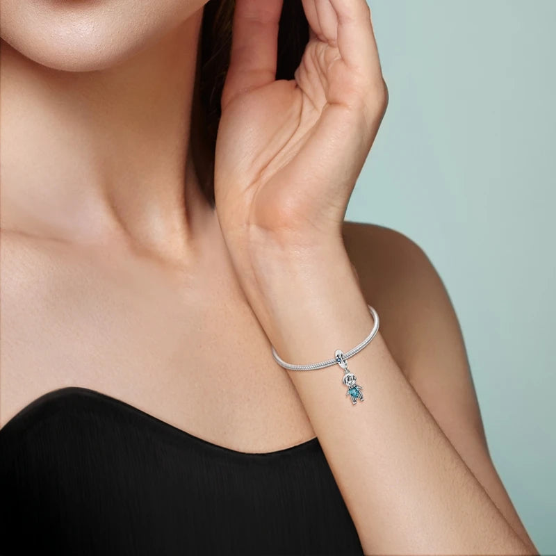 925 Sterling Silver Charms Pendant Beaded Fit Bracelet DIY Boy Girl Family Friendship Charm Making for Women's Fine Jewelry Gift