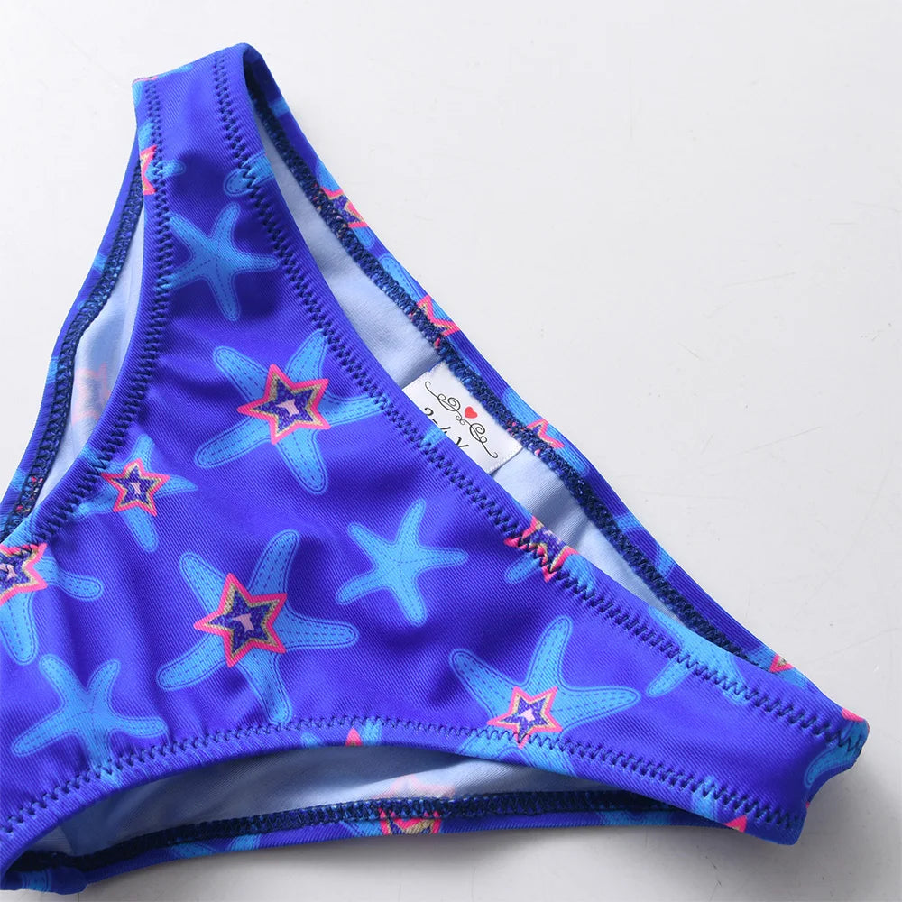 DXTON Girls 2 pcs Swimwear Suit Kids Flag Print Stars Stripe Swimsuit Children Bikini Sets for Summer Beachwear Bathing suit
