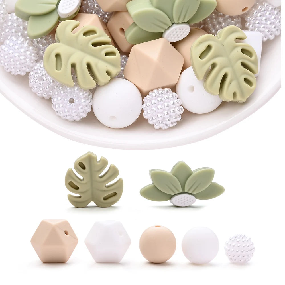 7Pcs Silicone Bead Set Soft Non Toxic Biteable Silicone Beads for Handmade Pacifier Chain Teeth Grinding Jewelry