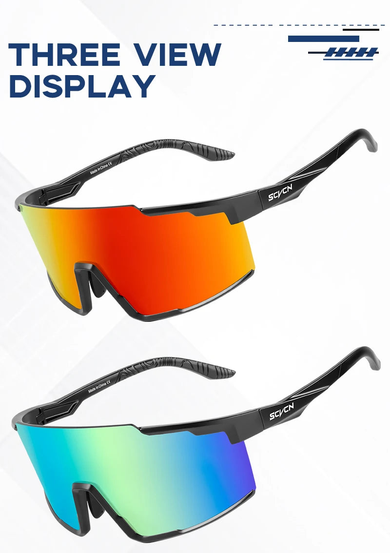 SCVCN MTB Road Bike Sunglasses Sports Glasses Men Women Riding Windproof Goggles UV400 Protection Outdoor Hikng Riding Glasses
