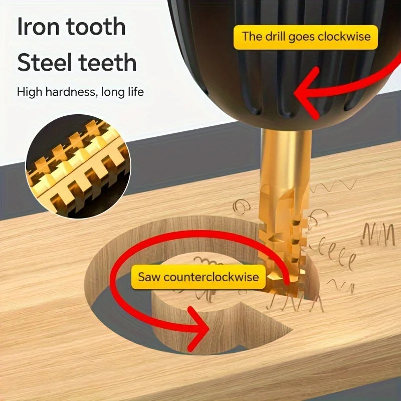 3pcs Serrated Rotary Slotting Multifunctional Drill Bit Set, Suitable for Cutting, Drilling, and Slotting Wood and Plastic