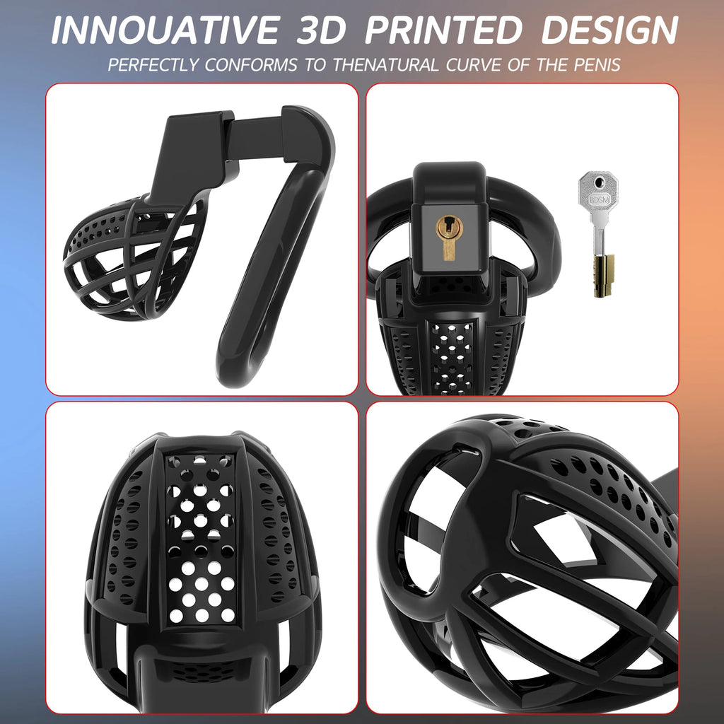 Leather Chastity Harness with Silicone Cage - Adjustable Male Chastity Belt Pants for Locked Play