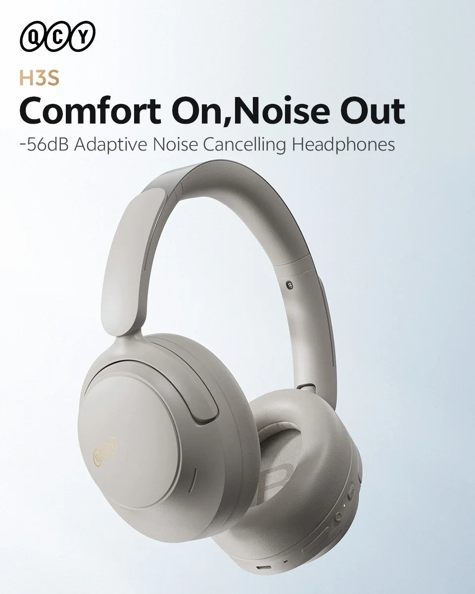 QCY H3S -56dB Adaptive ANC Over Ear Headphone Hi-Res LDAC Spatial Sound Wireless Earphone Bluetooth 6.0 Dual Driver 102H Headset