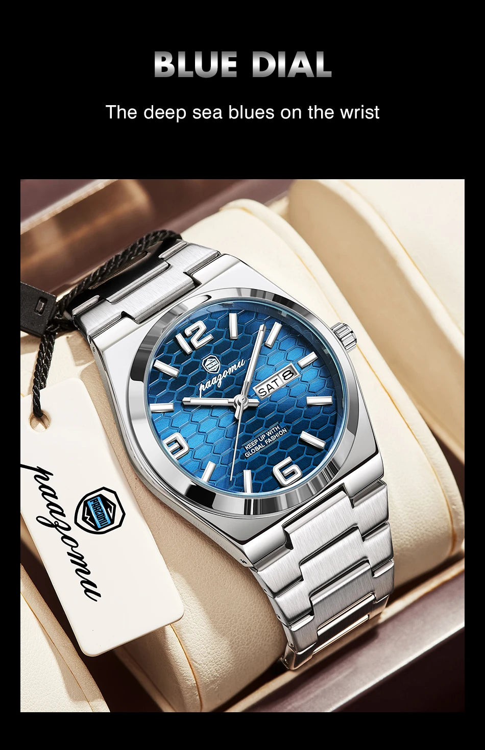 PAAZOMU Luxury Brand Man Watch Waterproof Luminous Date Week Men's Quartz Wristwatch Stainless Steel Fashion Sports Men Watches
