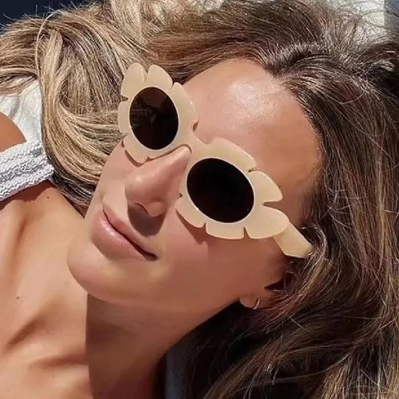 Fashion Cat Eye Candy Colors Sunglasses Women Retro Brand Designer Flower Shape