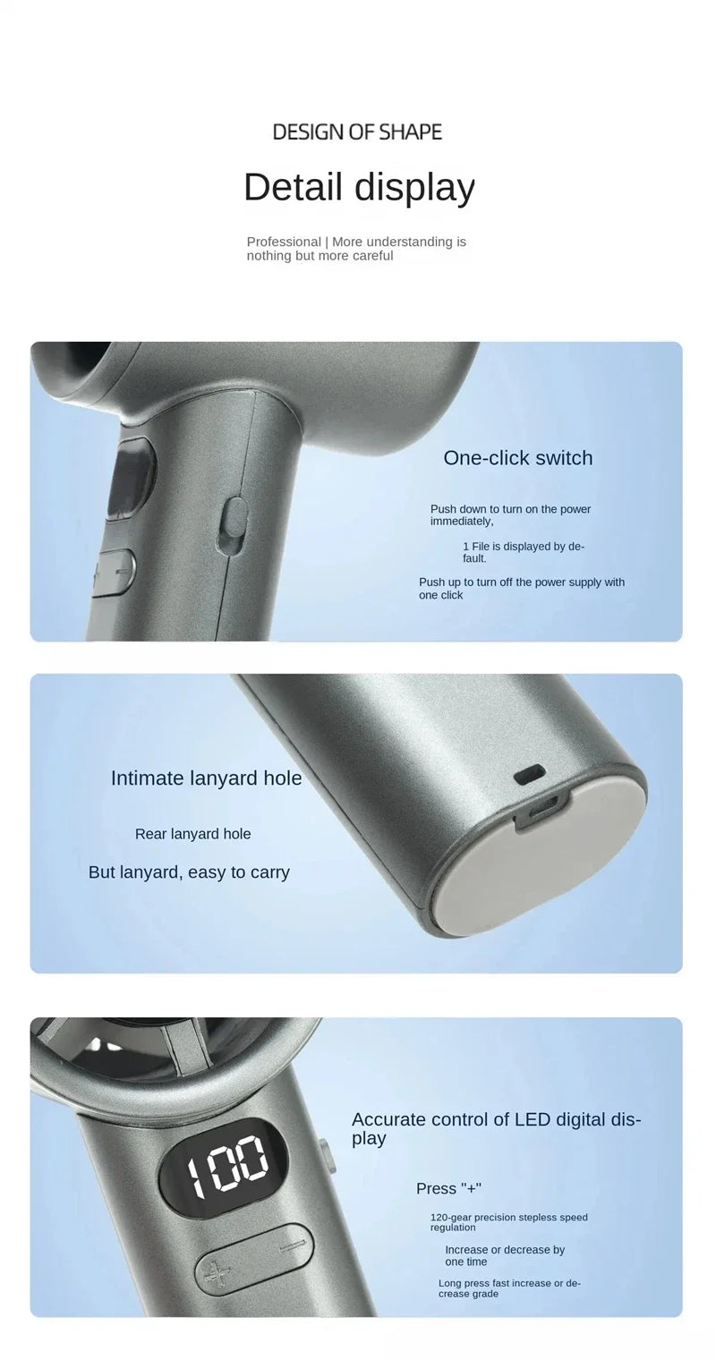 5000mah Handheld Mini Fan Electric Hand Fans Ice Compress High-Speed Cooling USB Rechargeable Portable LED Display Fan