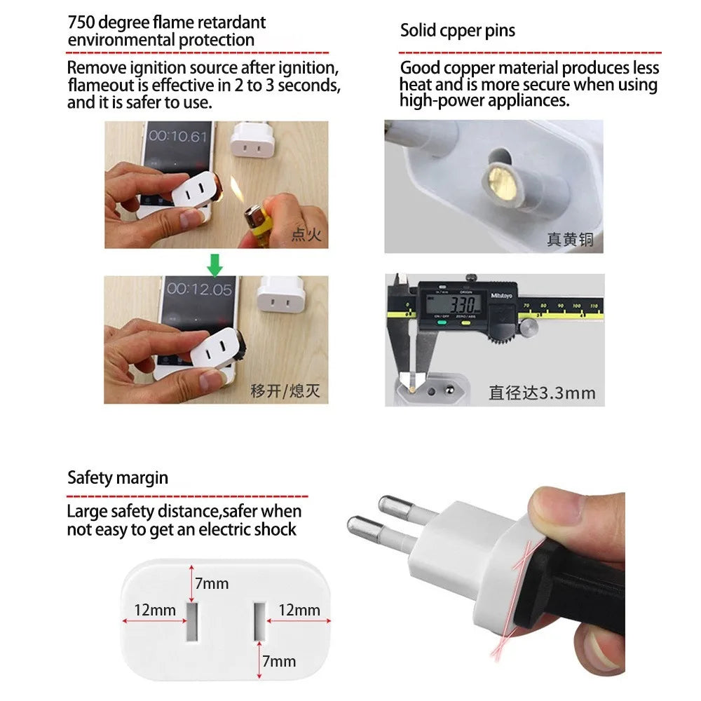 1pcs 4.8/4.0mm Power Plug Adapter US To EU Europe Plug Power Converter Travel Charge Adapter US to EU Adapter Electrical Socket