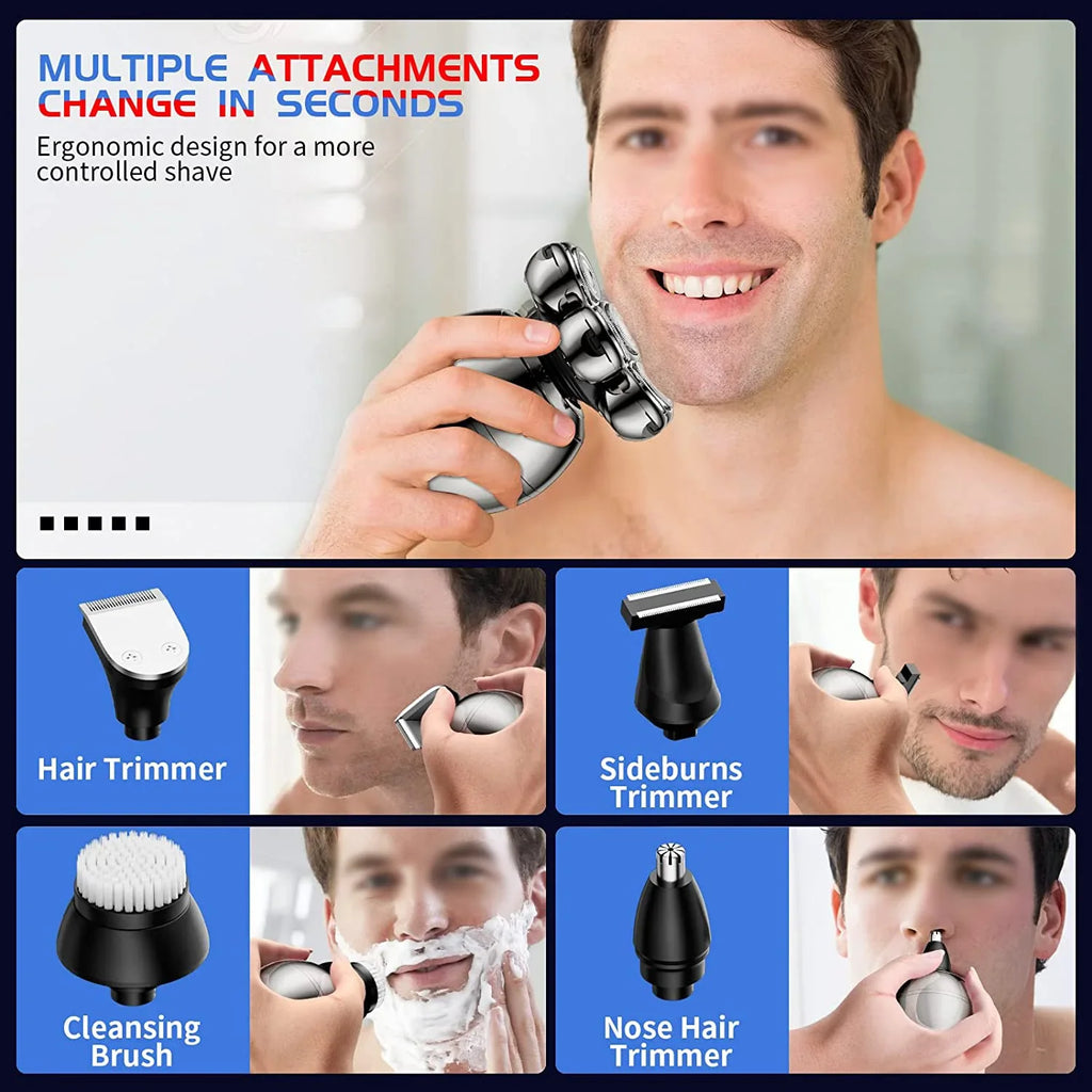 Electric Shaver 7D Floating Cutter Head Base Charging Portable Men's Beard Trimmer Clipper Skull Shaver Waterproof Shaving