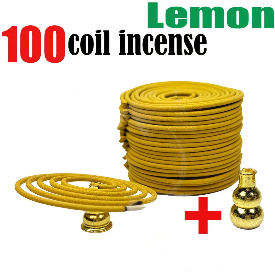22/50/100 Circle Lemon Fragrance Spiral Incense Pan Fragrance with Gourd Fragrance Insertion, Lemon Fragrance Fills the House