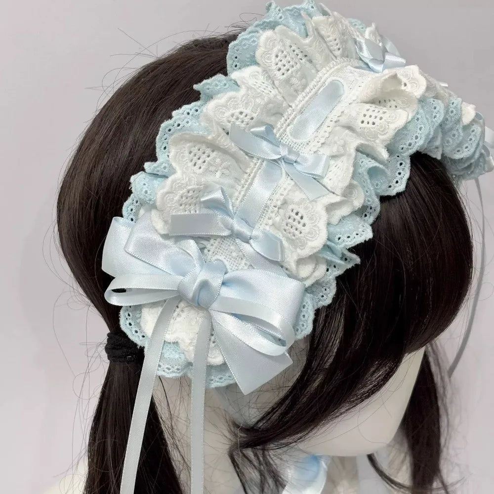 New Lace Lolita Wing Angel Headband Ribbon Bowknot Gothic Hair Band Sweet Cosplay Headdress Headwear