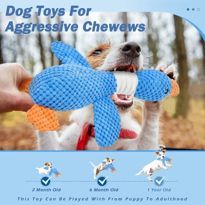 New blue goose dog toy cat toy pet toy double color goose tough bite chew plush sound toy plush toy pet supplies