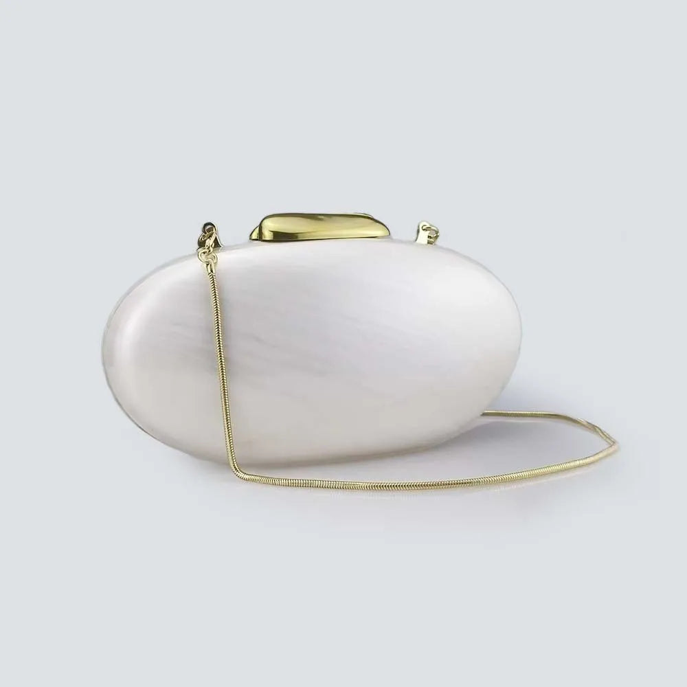 Lady Pearl Marble Brown Shell Egg Acrylic Box Clutch Purse Women Evening Purses Wedding Handbags Female Shoulder Bags Day Clutch