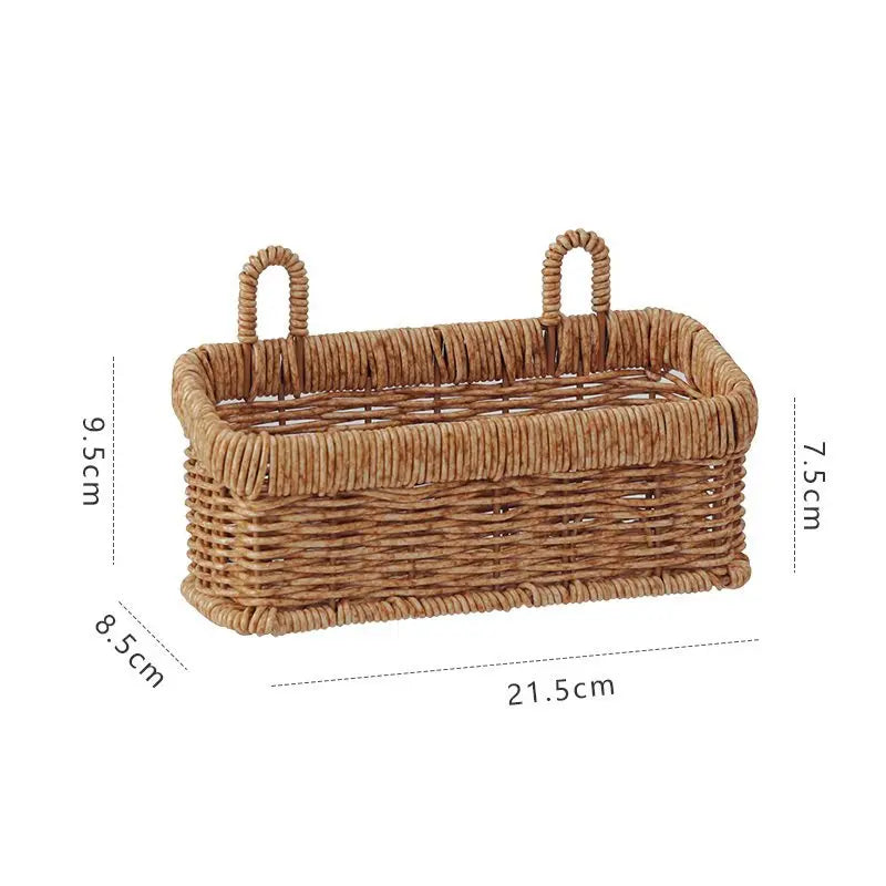 Wall mounted Ginger and Garlic Storage Basket Plastic Woven Plant Hanging Basket Kitchen Storage Basket Rattan Basket