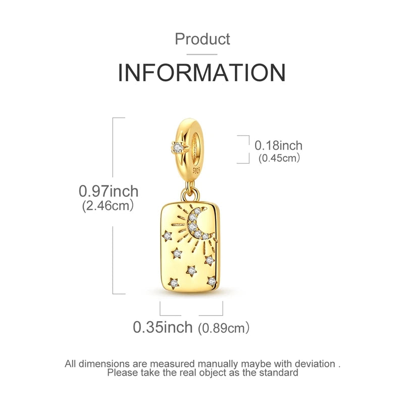 Original 925 Sterling Silver Charm Bead Golden Series Zircon Pendant Fit Original Bracelet Necklace For Women DIY Jewelry Gift