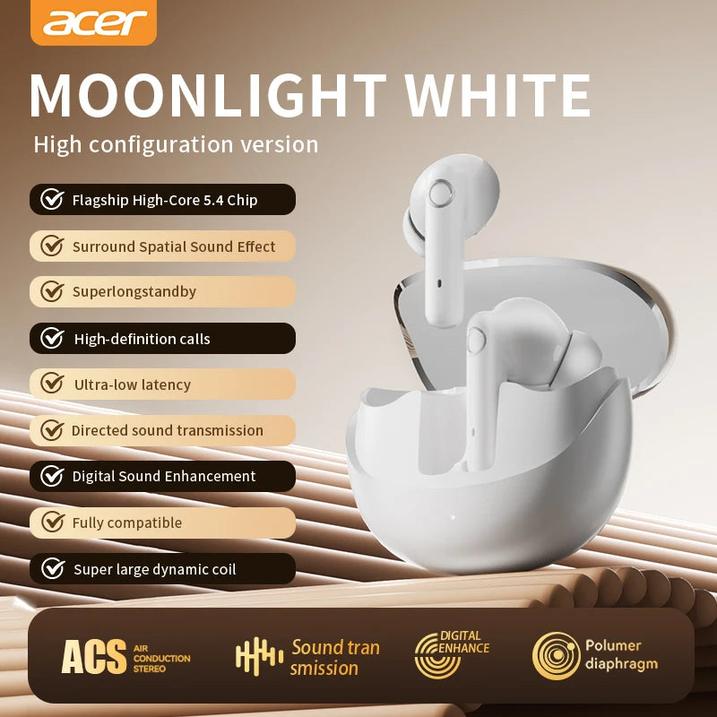 Acer Ohr546 Bluetooth Headphones 2025 New Model Wireless Earphones In-Ear Design Comfortable to Wear for Sports, Running, Calls, Noise Reduction, Compatible with Mobile Phones, Tablets, and Laptop Devices