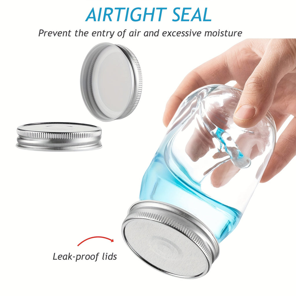 6Pcs, 12Pcs, 500Ml/16Oz, Glass Mason Jars, Glass Storage Jars, Kitchen Storage Containers, Glass Sealed Jars, Pickle Jars, Regular Sealing Lids, Suitable for Jam, Salad Dressing, Honey, Shower/Wedding Gifts