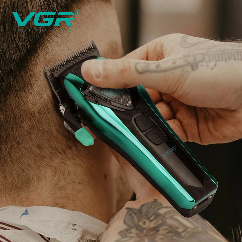 VGR Hair Clippers Adjustable Hair Trimmer External Rotor Motor Cordless Haircut Machine Digital Display Clipper for Men V-884