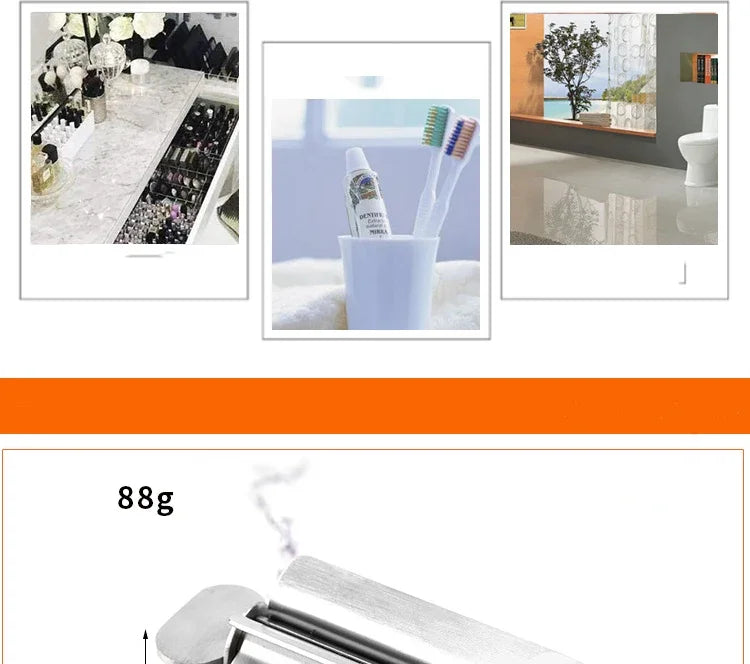 Bathroom Accessories Set Rolling Toothpaste Squeezer Tube Stainless Steel Toothpaste Dispenser Toothpaste Cosmetic Storage Rack