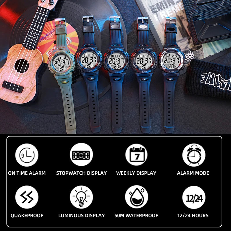 TPW Digital Watch with Big Numbers 5ATM Water Resistant Day Date Alarm Function Adventure Watch