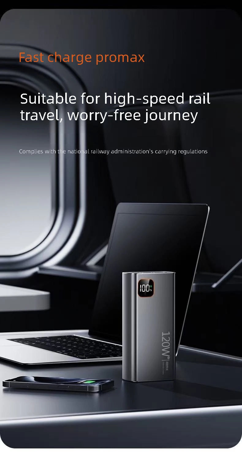 120W PD Digital Display Power Bank 30000mAh Large Capacity Portable External Battery For IPhone Android