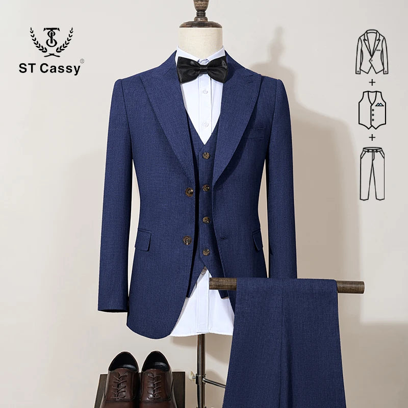 ST Cassy New 2 Buttons on Suit Modern Design Mens Office Wear Blazer Coustime Homme Luxe Bead Edge Craftsmanship