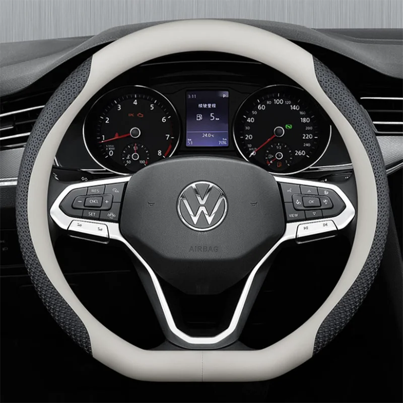 for Volkswagen VW Atlas Passat CC Taos touareg R-line Car Steering Wheel Cover 10colour Suede Leather 38 CM Auto Accessories