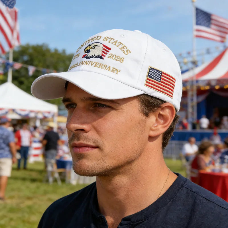 Vintage American-Style 250Th Anniversary Baseball Cap with Embroidered Eagle Flag Design, Adjustable Head Circumference, Unisex Sun Hat