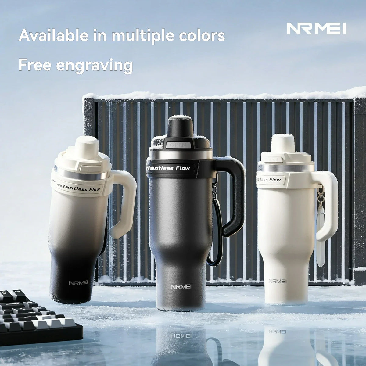 Ceramic Inner Insulated Tumbler Cold Large Water Bottle Car Cup  with Handle Straw Multipurpose Fitness