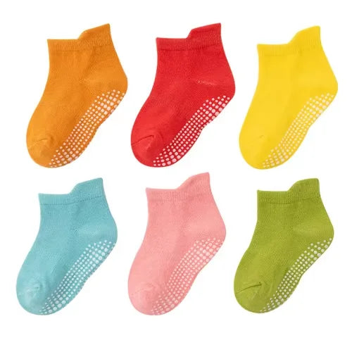 6Pairs/set Children's Socks For Boys Girls Casual Sport Kids Floor Boat Boy Girl Solid Baby Toddler Sock Anti-slip Spring Autumn