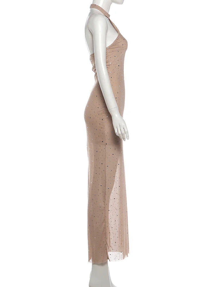Kliou Sexy Fashion Dress Woman Fake Diamond Decoration o-Neck Off Shoulder High Waist Midnight Prom Party Elegant Long Bodycon