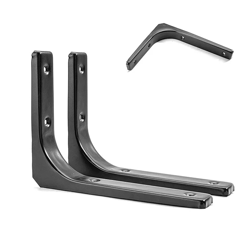 L-Shaped Floating Shelf Brackets - Heavy Duty Stainless Steel Wall Mount, Black/White Modern Industrial Supports