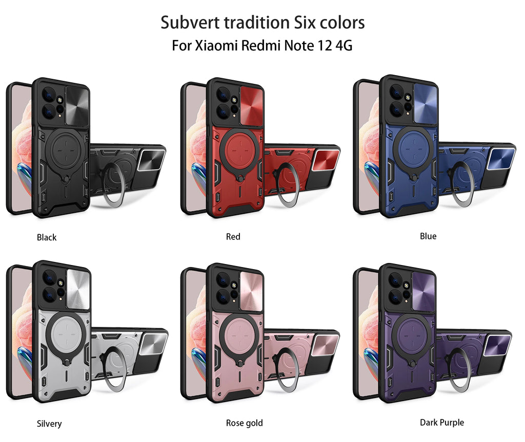 Magsafe Magnetic Camera protection case for Redmi Note 12 4G 12s  Armor Hybrid Metal Ring Back Cover For Redmi Note12 Pro Plus