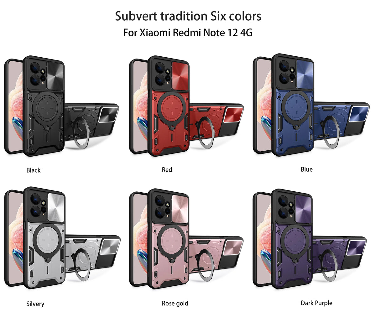 Magsafe Magnetic Camera protection case for Redmi Note 12 4G 12s  Armor Hybrid Metal Ring Back Cover For Redmi Note12 Pro Plus