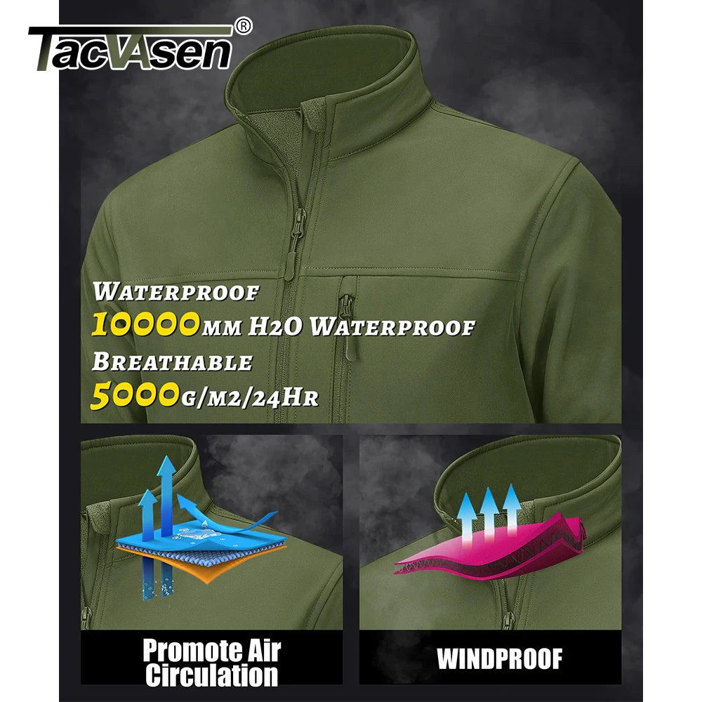 TACVASEN Blusão Impermeável para Homem Caminhada Outdoor Fecho Completo Corta-vento Forro Polar Quente Outono Inverno Trabalho Casaco Casual