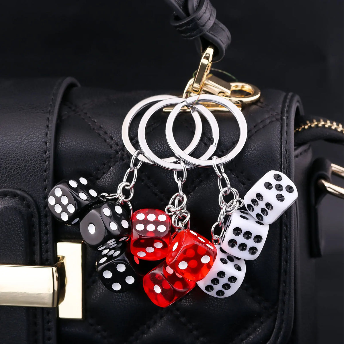 Creative Small Accessory for Car Keychain Mini Pendant Backpack Hangings Keyring Originality Acrylic Dice Key Chain Ring Gift