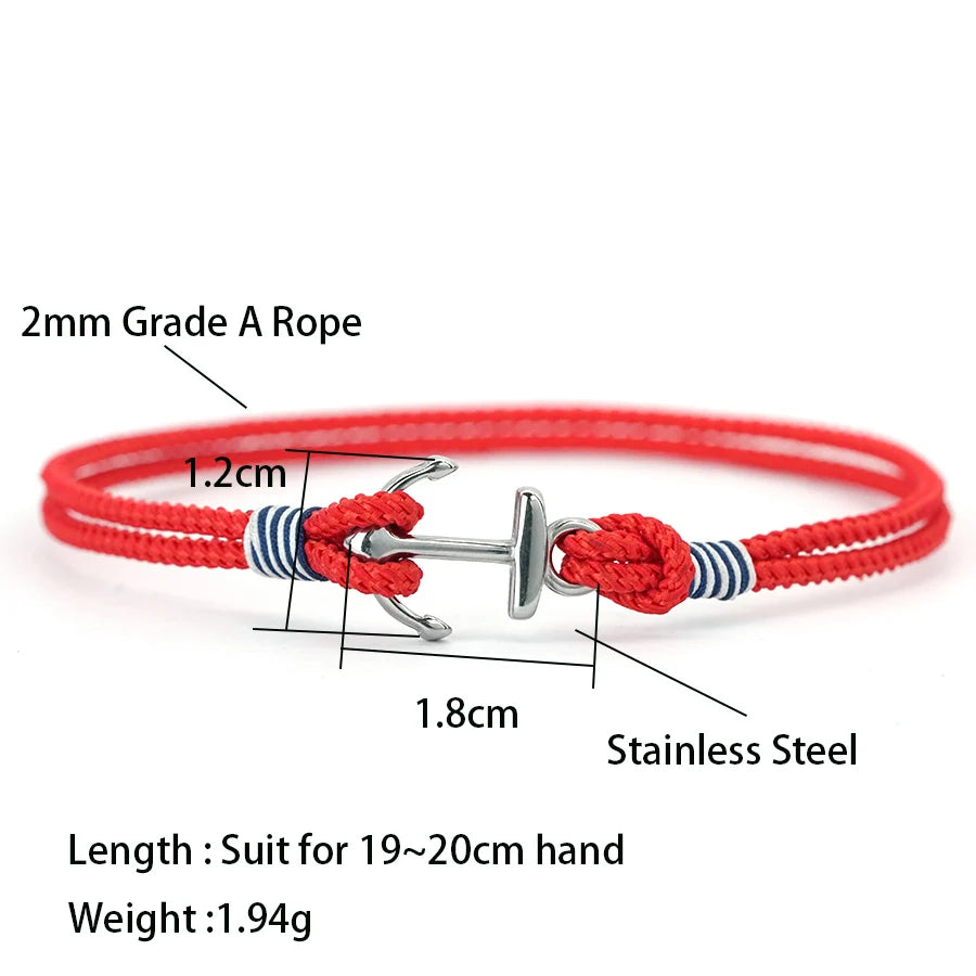 Stylish Men Anchor Bracelet Stainless Steel Selected High Quality 2mm Braided Rope That Does Not Fade Or Deform Pulseria Homme