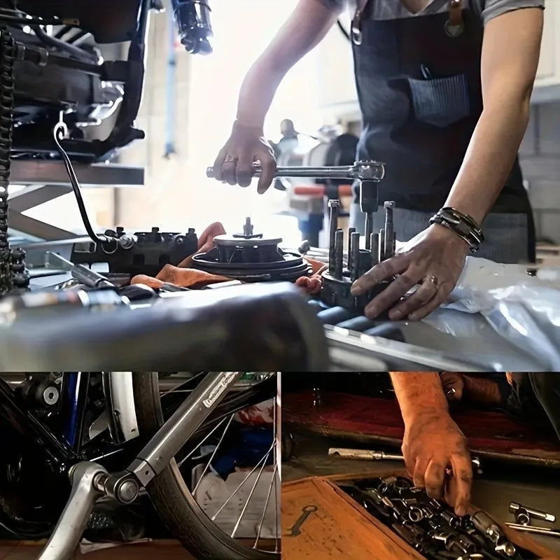 46pcs-Pack Car Repair Tool Kit: Ratchet Torque Wrench, Wrench, Screwdriver, Socket Kit - Perfect for Motorcycle And Car Repair