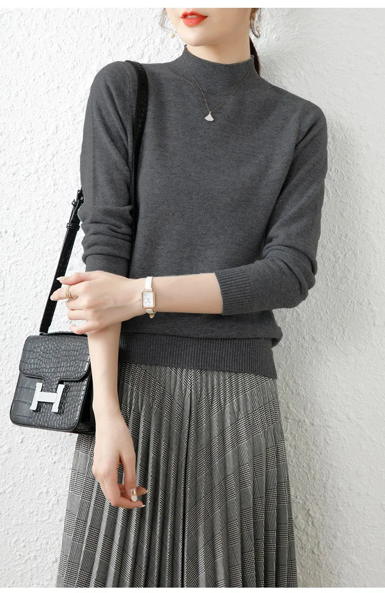 Autumn Winter Bottom Turtleneck Sweaters Women Fashion Chic Pullover Slim Long Sleeve Knitted Jumpers Soft Warm Pull Femme Top