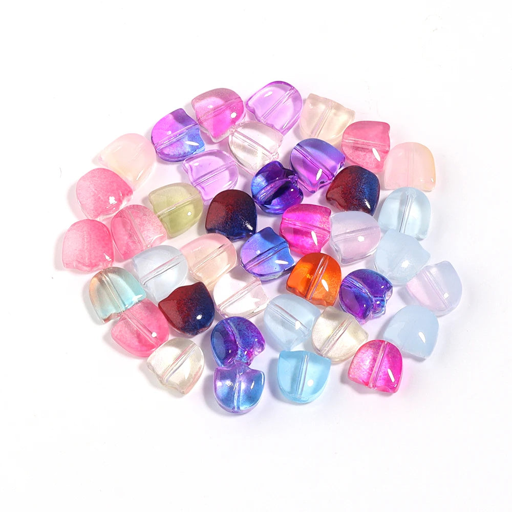 50pcs Tulip Flower Lampwork Gradient Color Glass Beads Charm for Earring Bracelet Necklace DIY Jewelry Craft Making Accessories