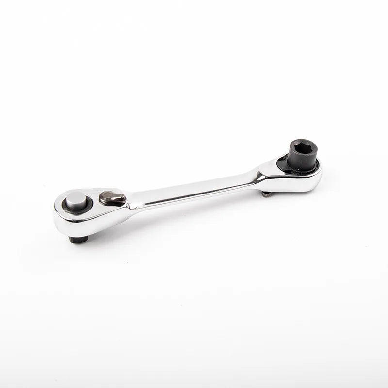 Mini 1/4 inch Double Ended Quick Socket Ratchet Wrench Rod Screwdriver Bit Tool Contain 1 x Ratchet Handle Wrench
