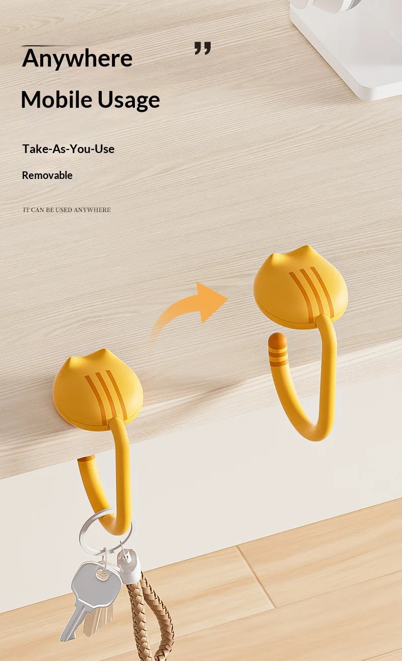 Cat Backpack Hook Desk Edge Hook Dormitory Gadget New Model with No Drilling Holes for Primary School Student Desk Side Hook.