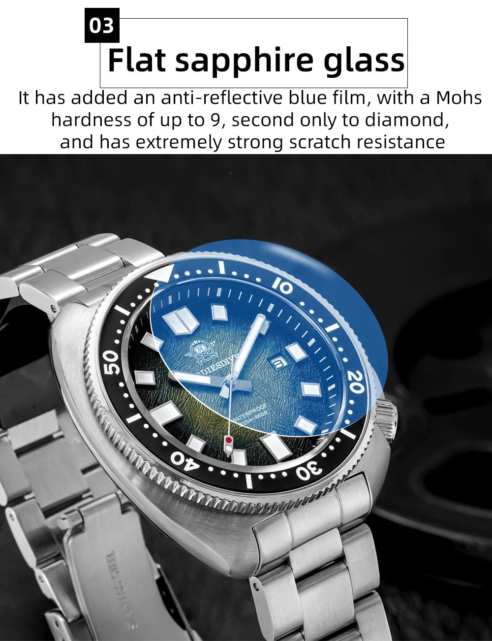 ADDIESDIVE New AD2511 Men's Quartz Watches 41mm Turtle Design Sapphire Glass AR Coated BGW9 Luminous Waterproof 200M Diver Watch