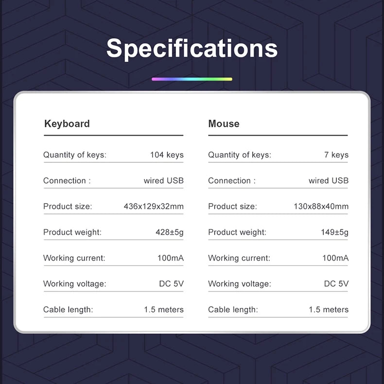 RGB Backlit Wired Ergonomic Design Keyboard Set Waterproof Luminous Gaming Keyboard And Mouse Combo PC Accessories For Gaming
