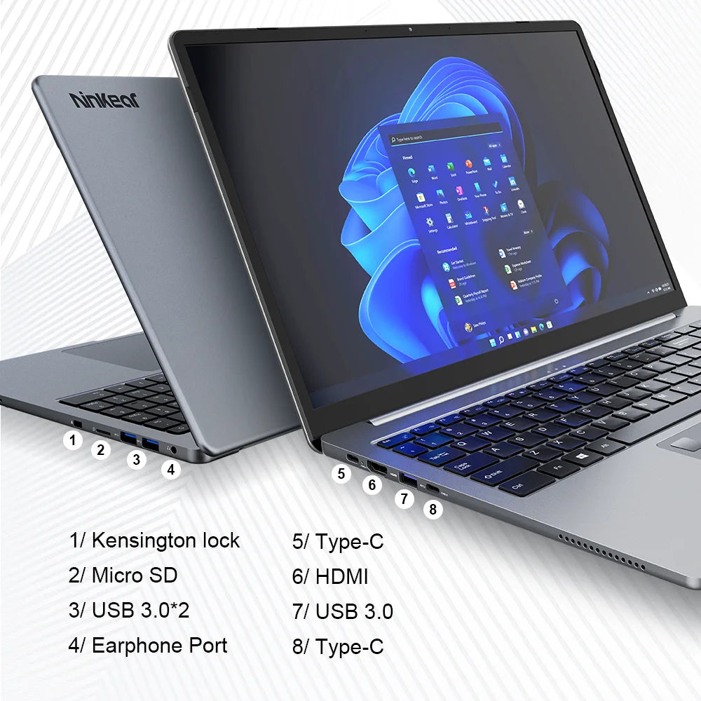 Ninkear A15 Pro Laptop 16GB 1TB AMD Ryzen 5 5500U 16 inch 120Hz 2560*1600 Display Screen Fingerprint Unlock Notebook Computer